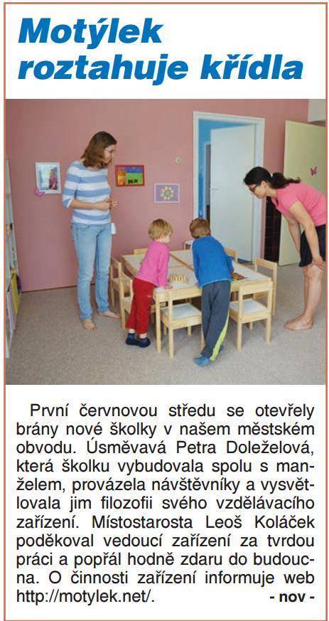 Informace o vzniku naší školičky